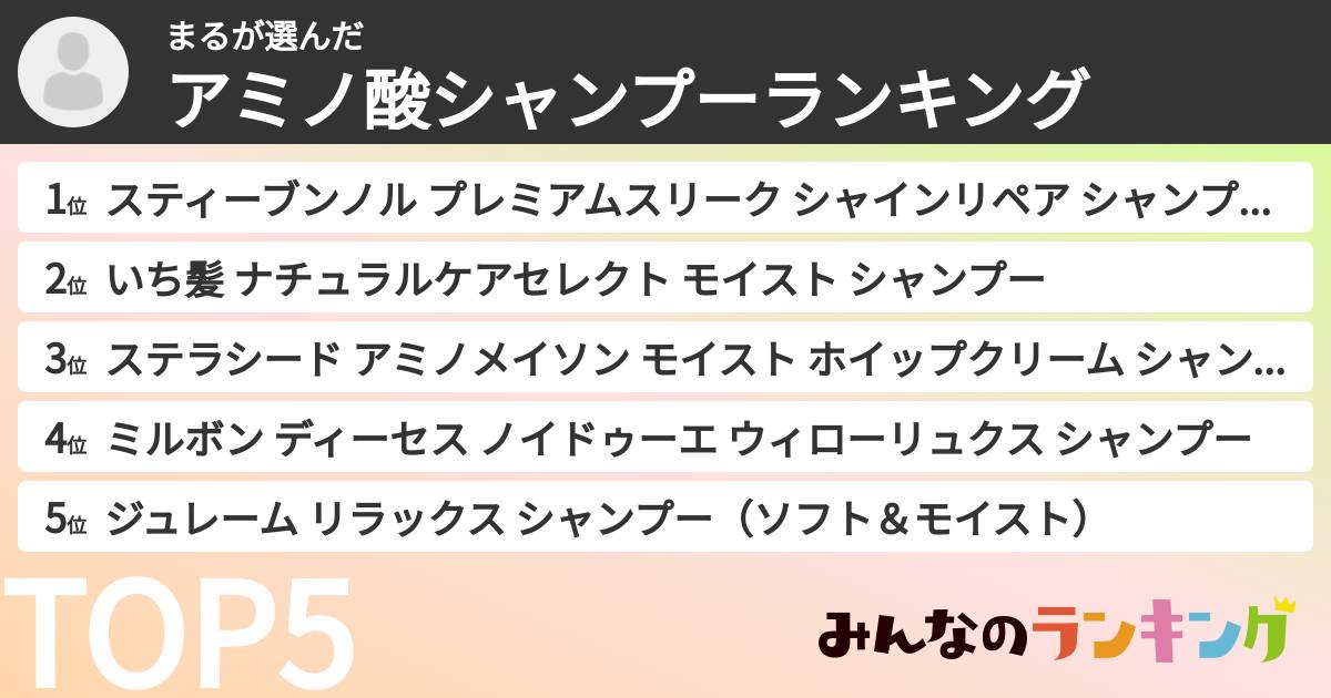 まるさんの「アミノ酸シャンプーランキング」