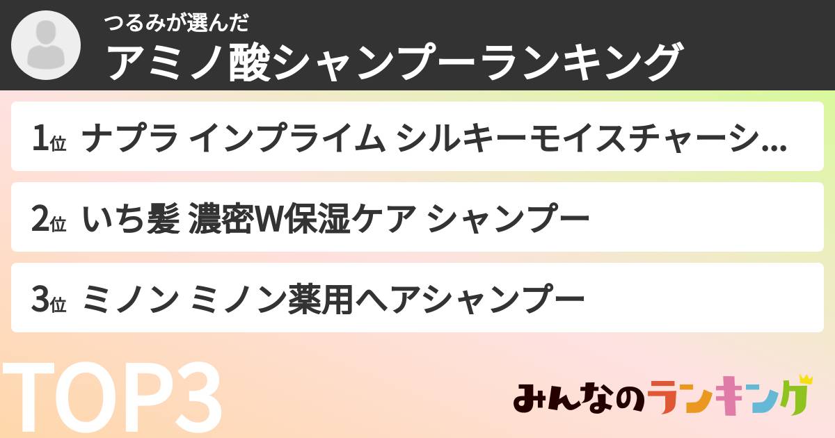つるみさんの「アミノ酸シャンプーランキング」
