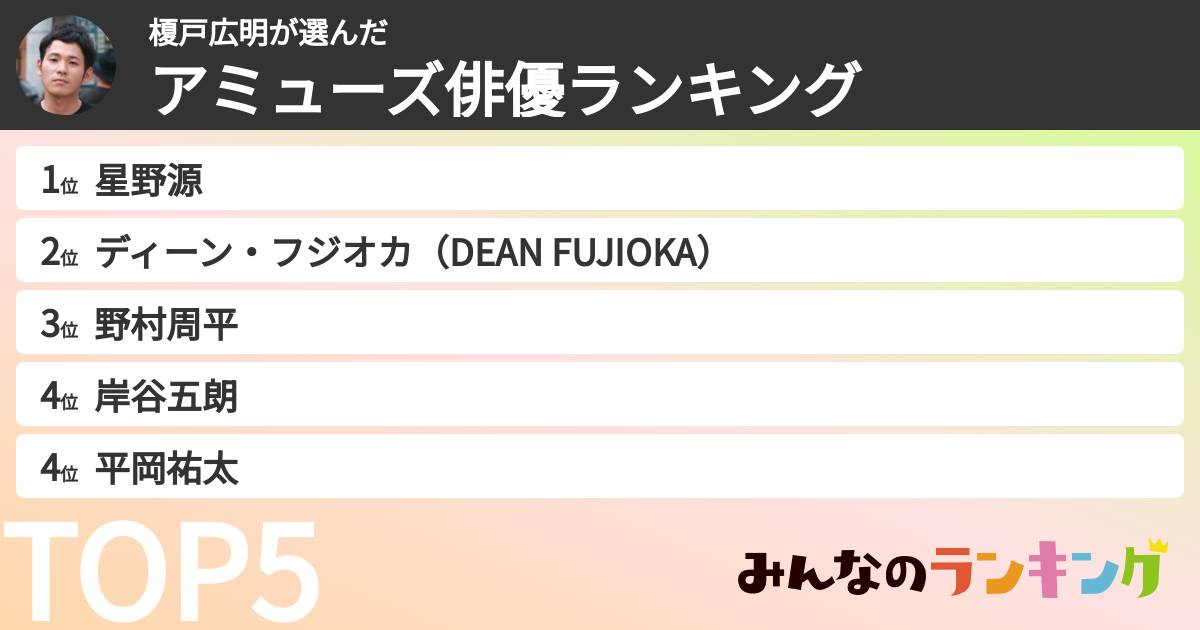 榎戸広明さんの「アミューズ俳優ランキング」