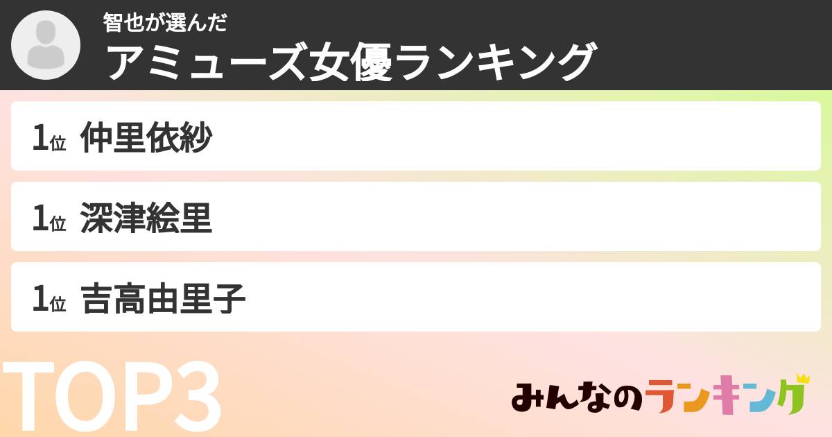 智也さんの「アミューズ女優ランキング」