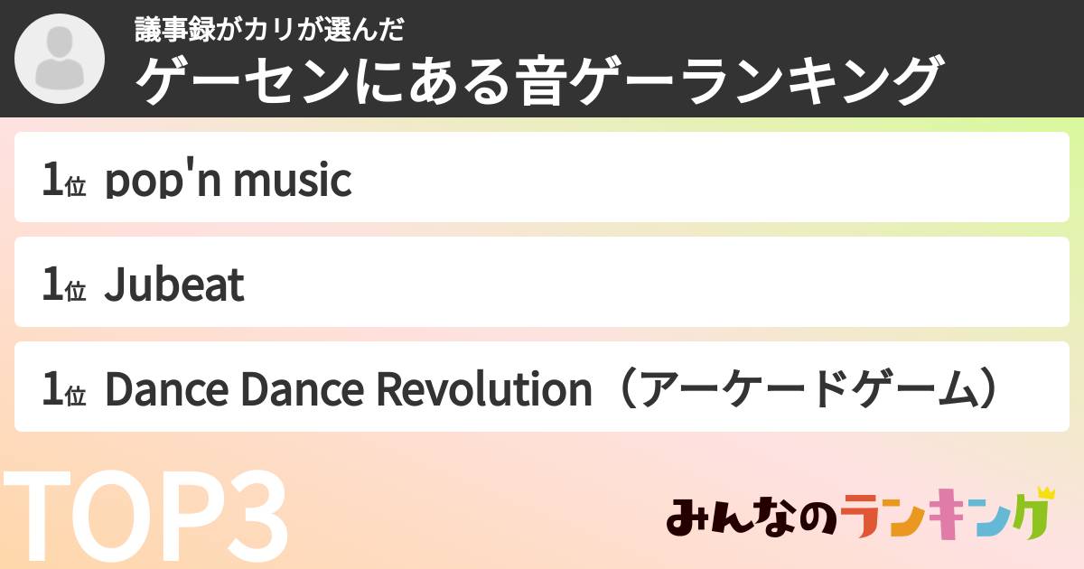 議事録がカリさんの「ゲーセンにある音ゲーランキング」