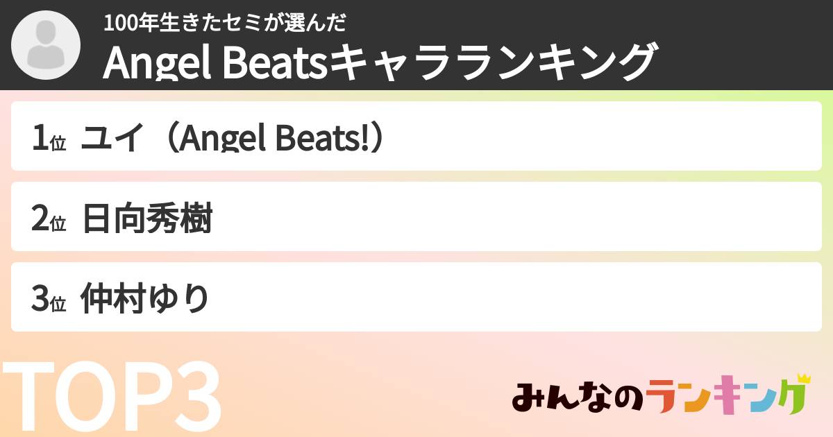 100年生きたセミさんの「Angel Beatsキャラランキング」
