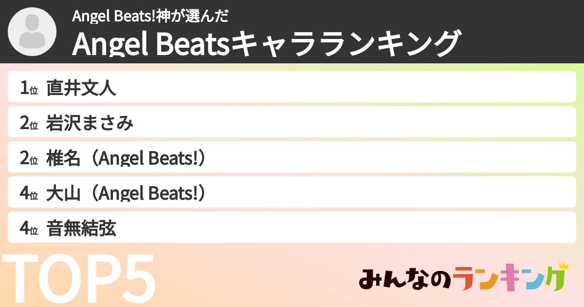 Angel Beats!神さんの「Angel Beatsキャラランキング」