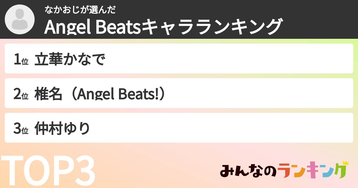 なかおじさんの「Angel Beatsキャラランキング」
