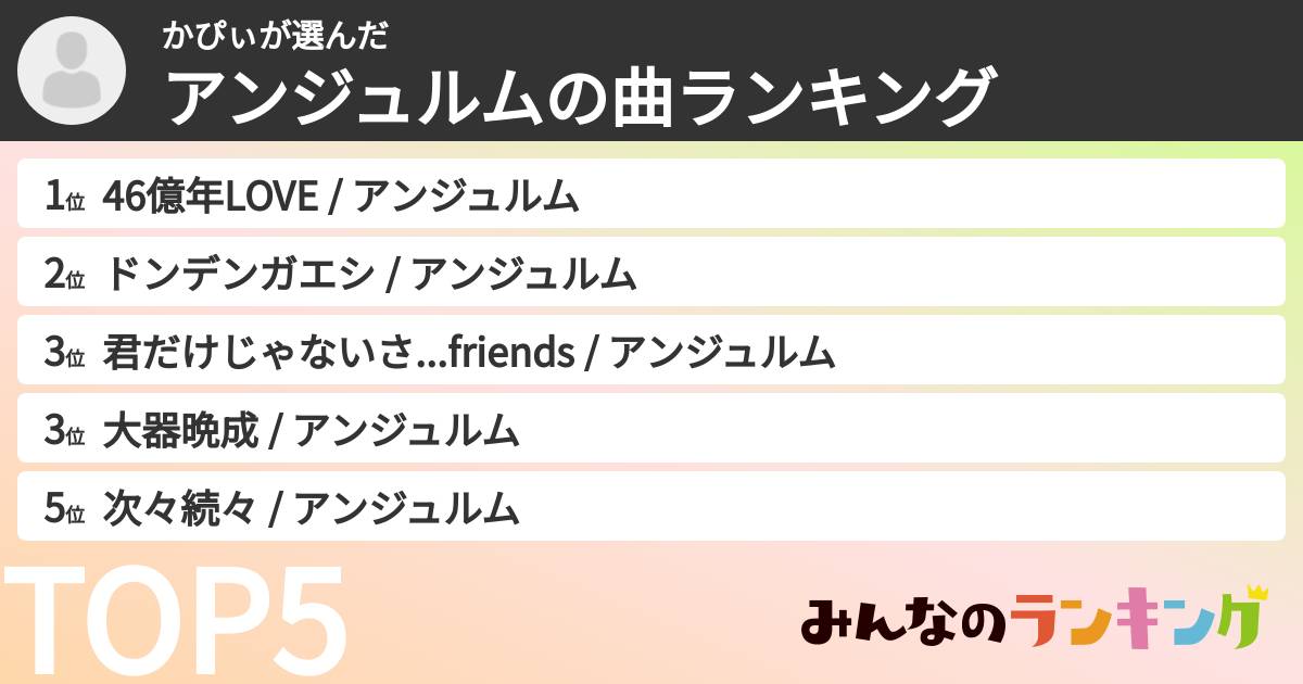 かぴぃさんの「アンジュルムの曲ランキング」