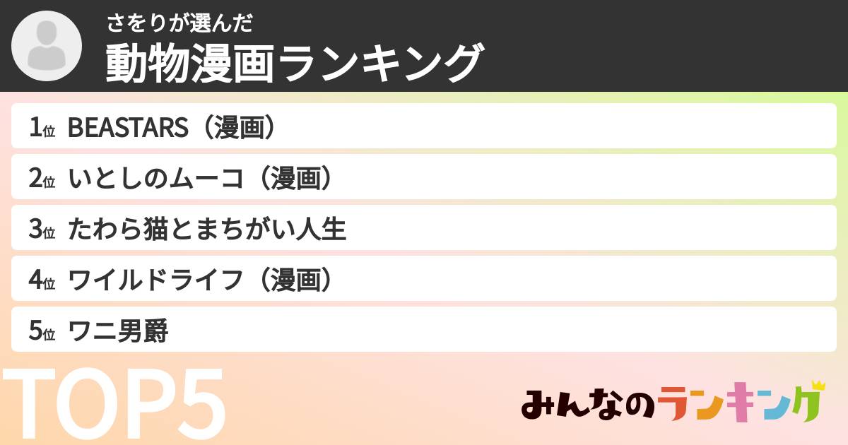 さをりさんの「動物漫画ランキング」