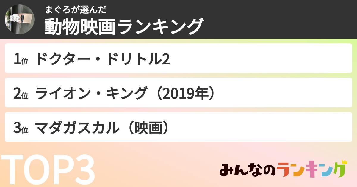 まぐろさんの「動物映画ランキング」