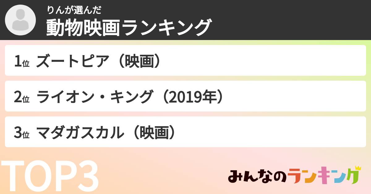 りんさんの「動物映画ランキング」