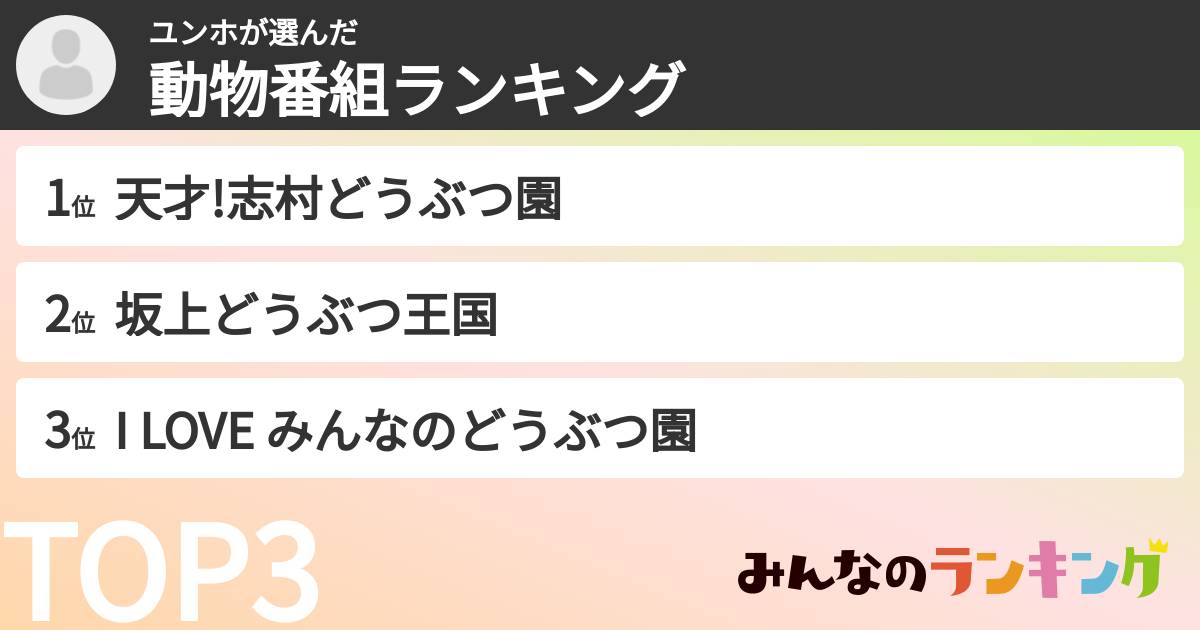 ユンホさんの「動物番組ランキング」
