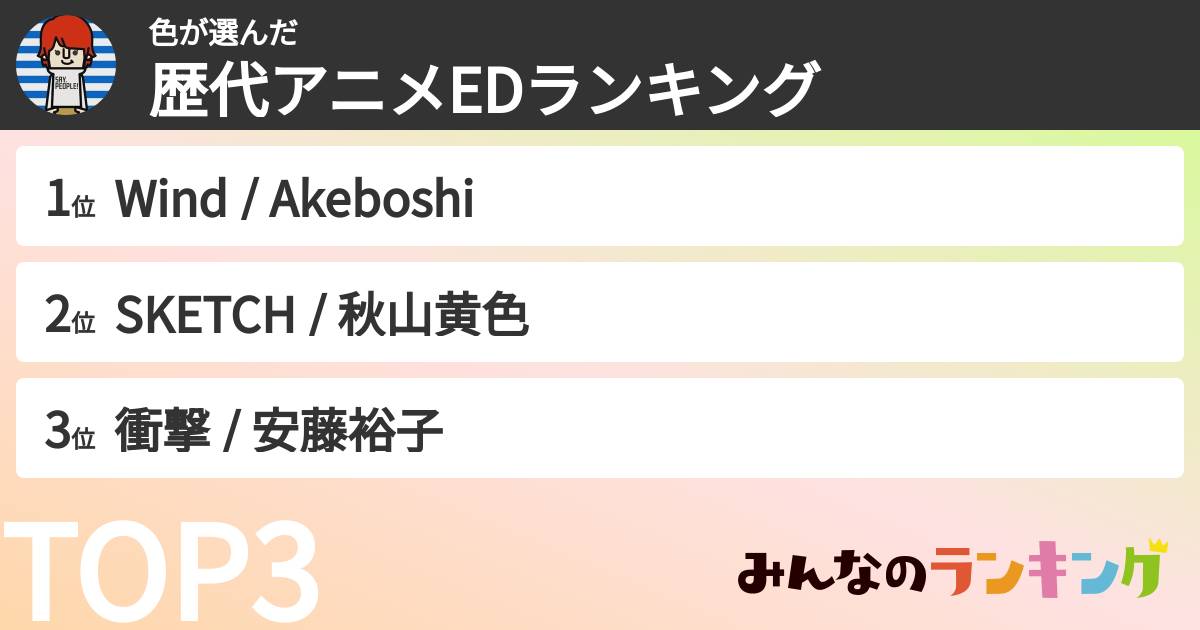 色さんの「歴代アニメEDランキング」