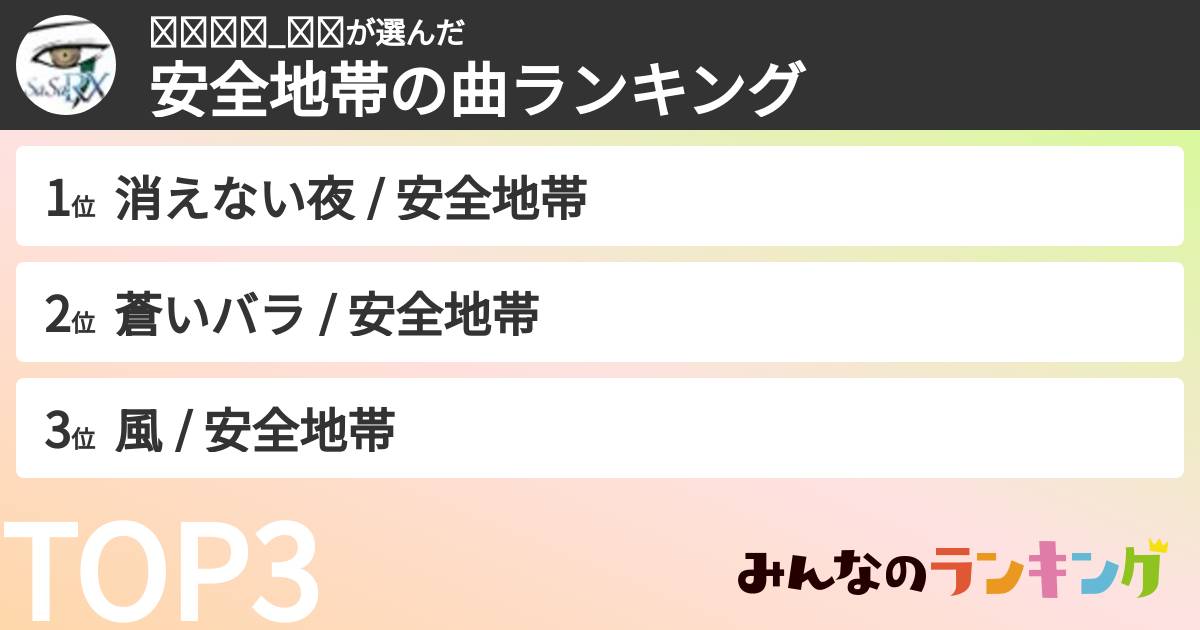 𝙎𝒂𝙎𝒂_𝑹𝑿さんの「安全地帯の曲ランキング」