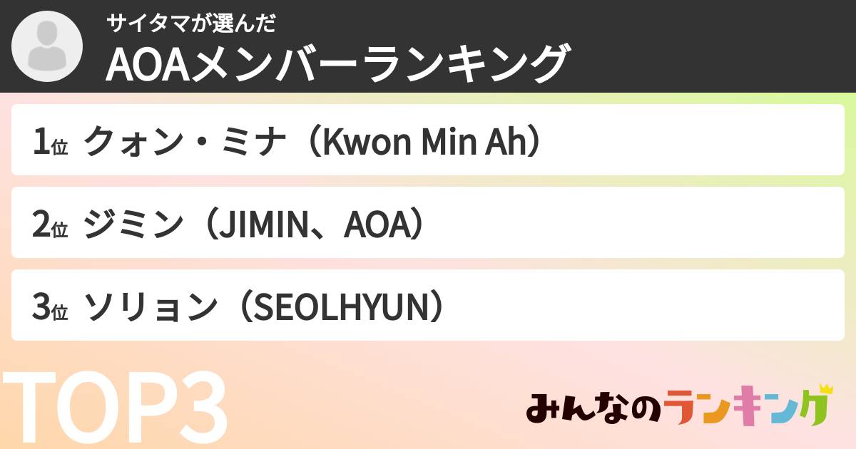 サイタマさんの「AOAメンバーランキング」