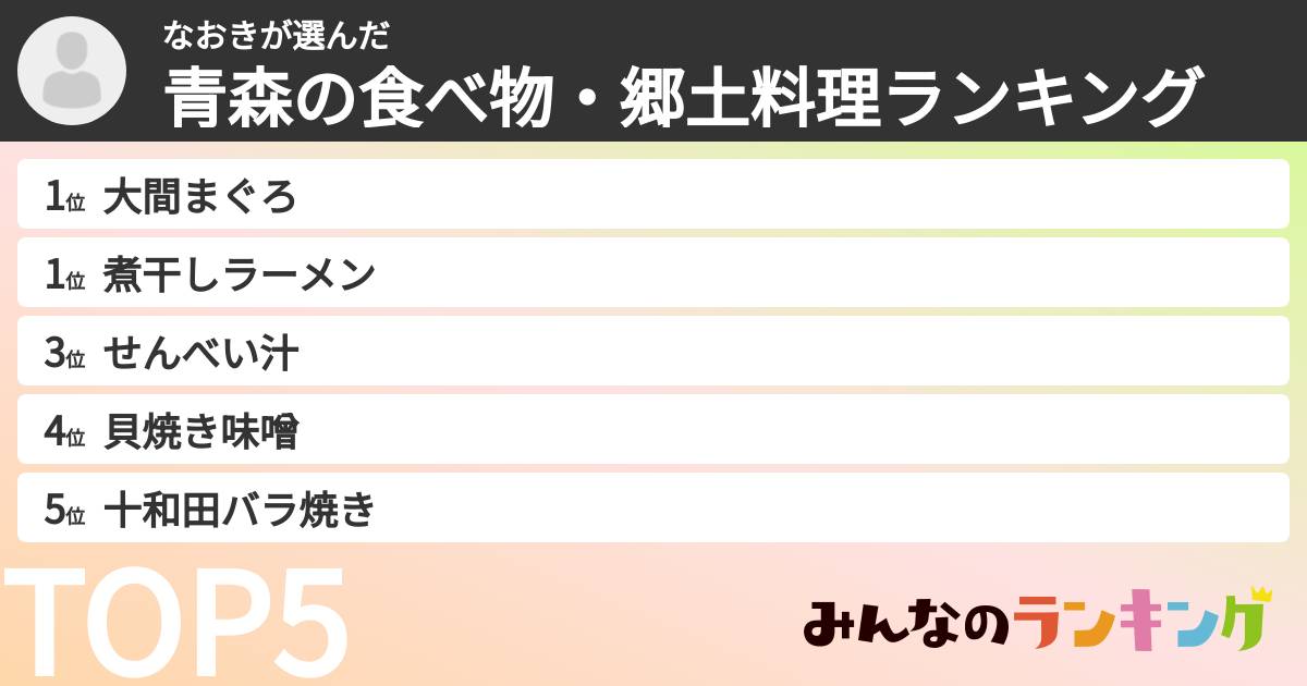 なおきさんの「青森の食べ物・郷土料理ランキング」