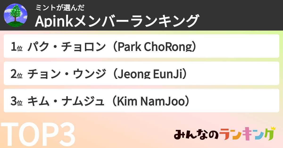 ミントさんの「Apinkメンバーランキング」