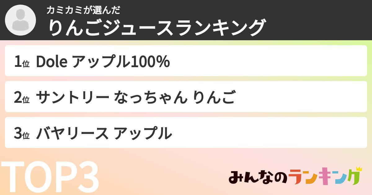 カミカミさんの「りんごジュースランキング」