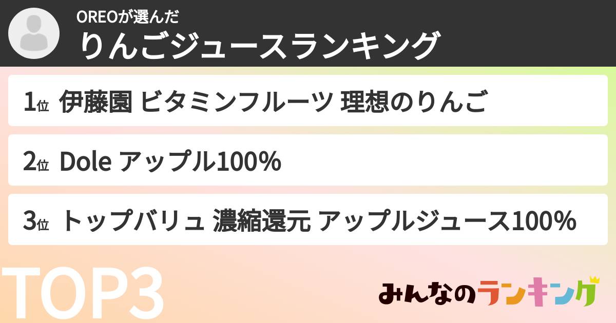 OREOさんの「りんごジュースランキング」