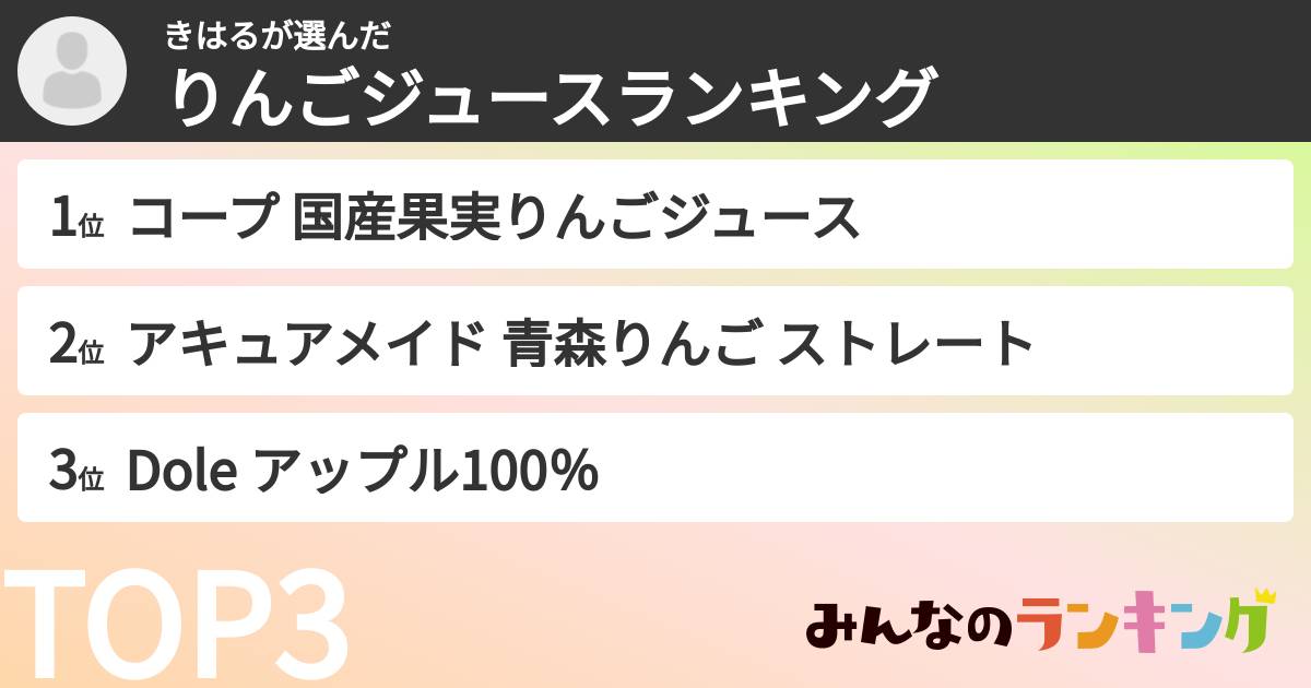 きはるさんの「りんごジュースランキング」