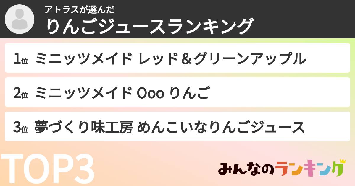 アトラスさんの「りんごジュースランキング」