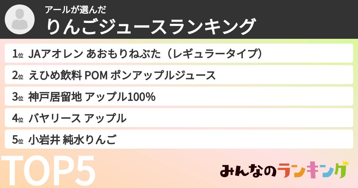 アールさんの「りんごジュースランキング」