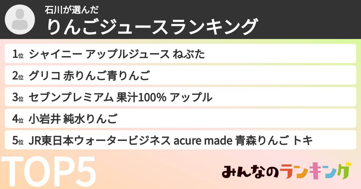 石川さんの「りんごジュースランキング」