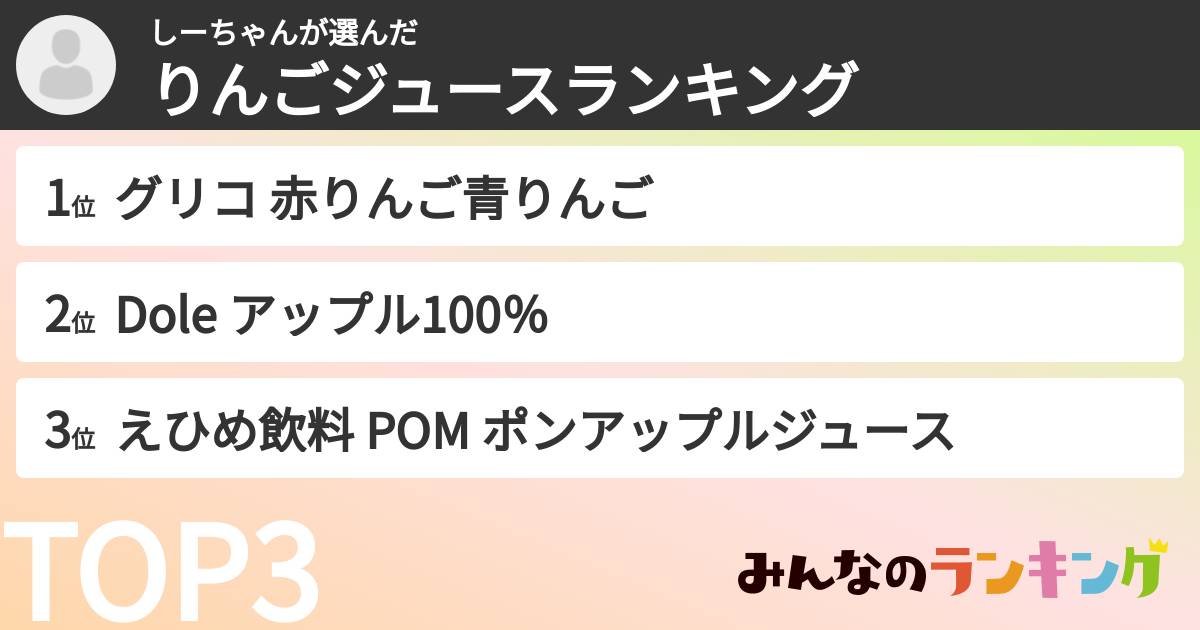 しーちゃんさんの「りんごジュースランキング」