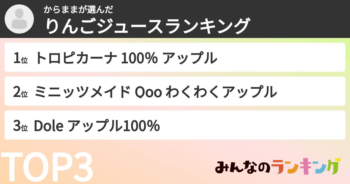 からままさんの「りんごジュースランキング」