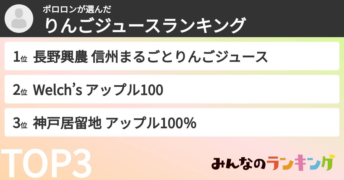 ポロロンさんの「りんごジュースランキング」