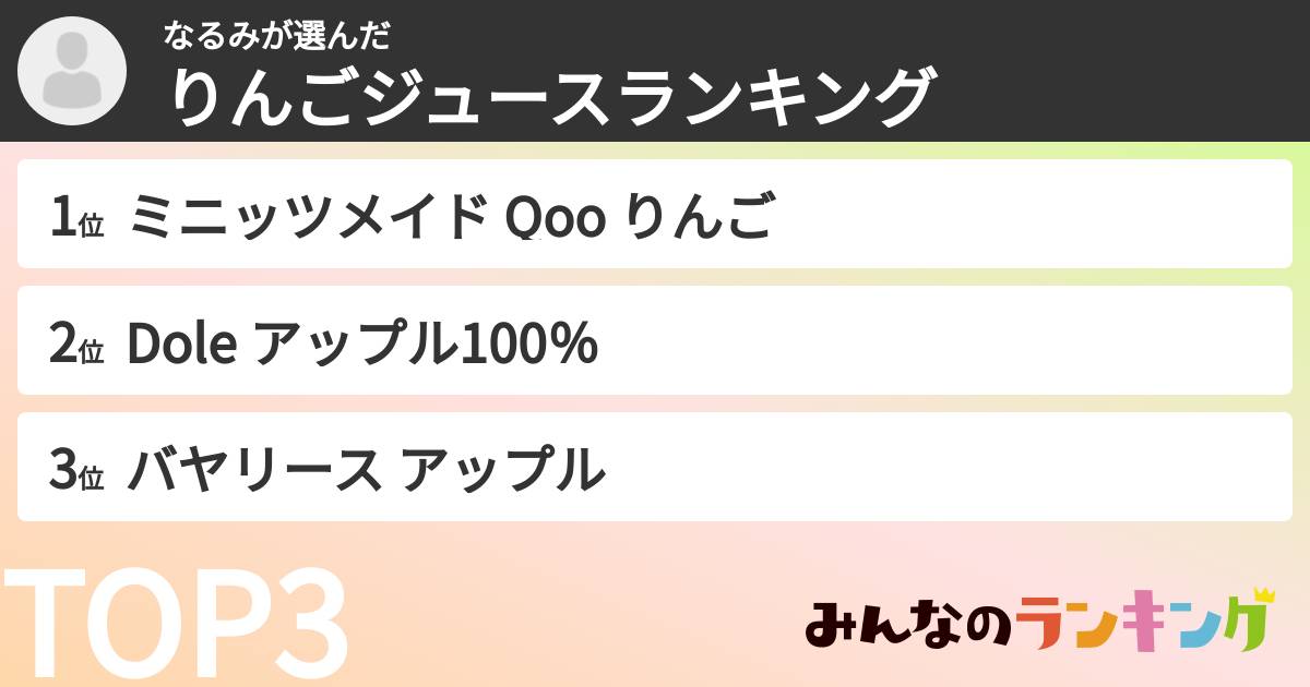 なるみさんの「りんごジュースランキング」