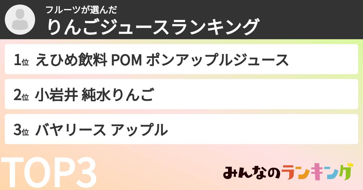 フルーツさんの「りんごジュースランキング」