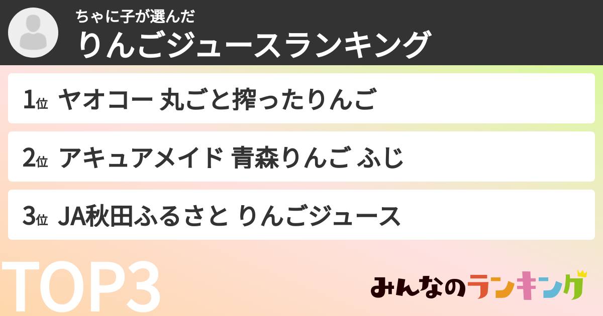 ちゃに子さんの「りんごジュースランキング」