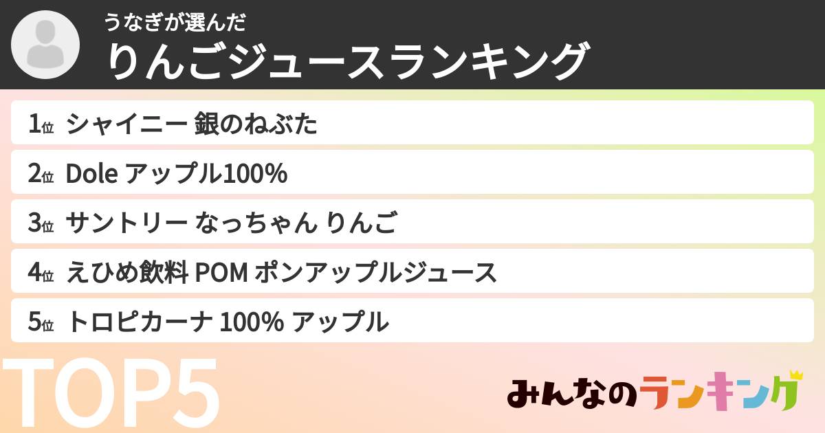 うなぎさんの「りんごジュースランキング」