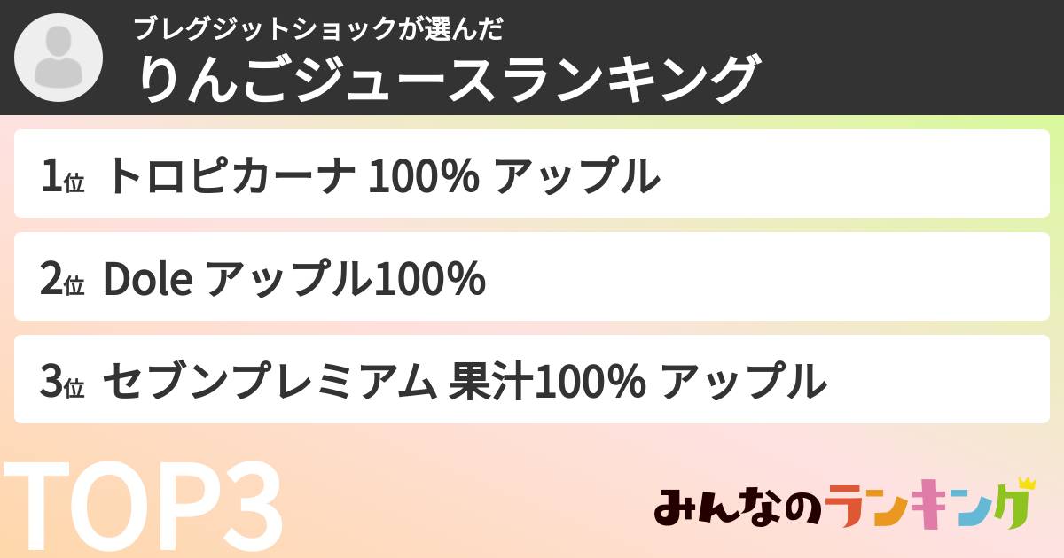 ブレグジットショックさんの「りんごジュースランキング」