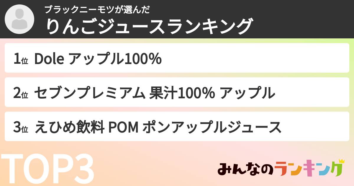 ブラックニーモツさんの「りんごジュースランキング」