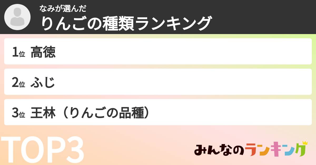 なみさんの「りんごの種類ランキング」