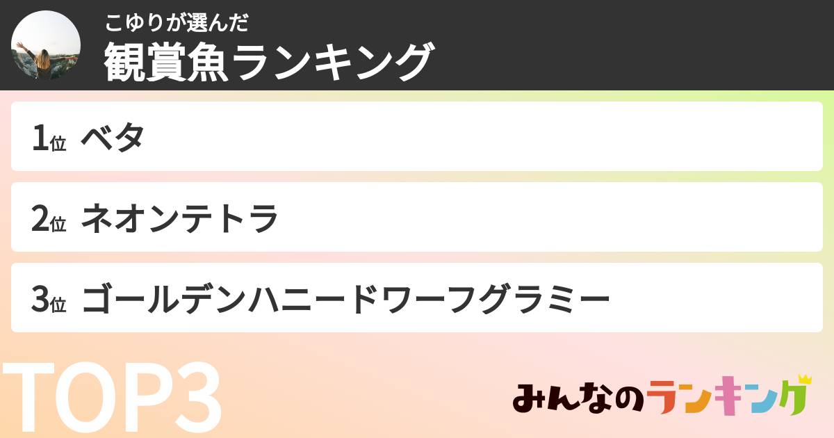 こゆりさんの「観賞魚ランキング」