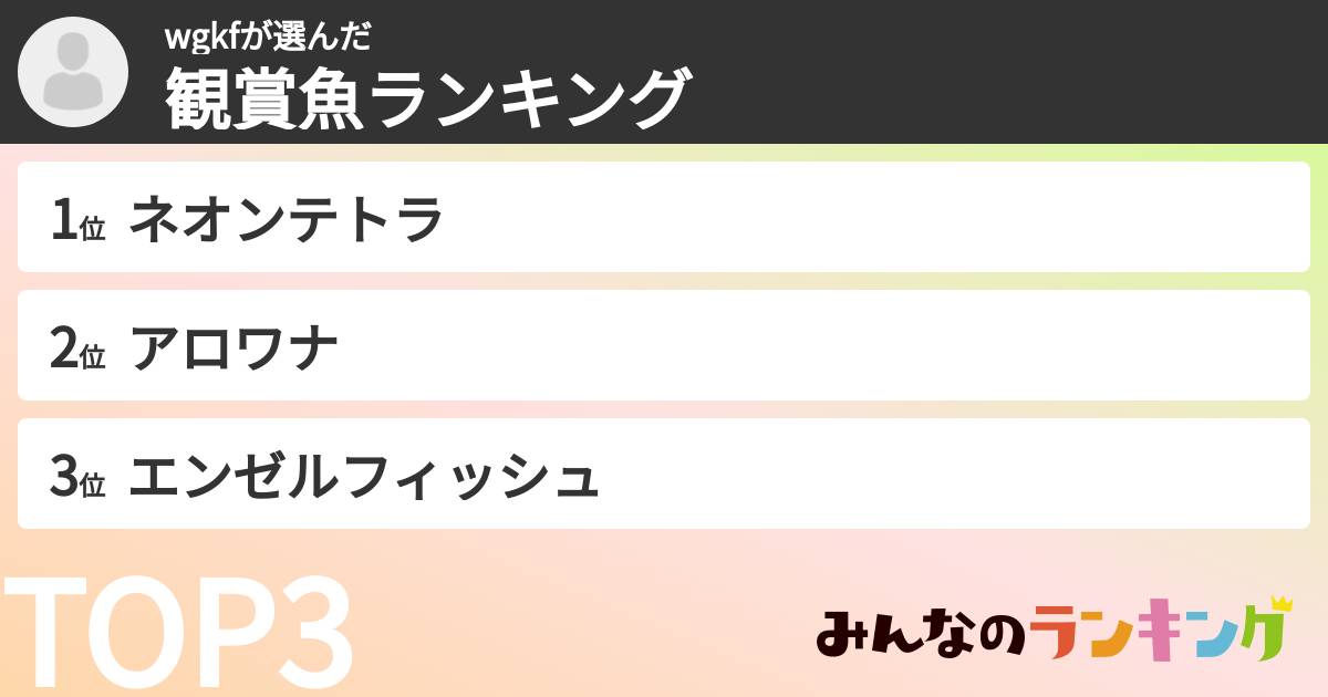wgkfさんの「観賞魚ランキング」