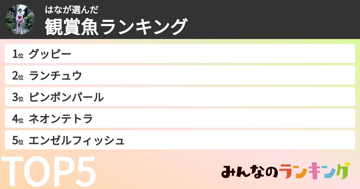 はなさんの「観賞魚ランキング」