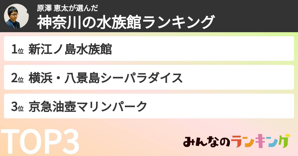 原澤 恵太さんの「神奈川の水族館ランキング」