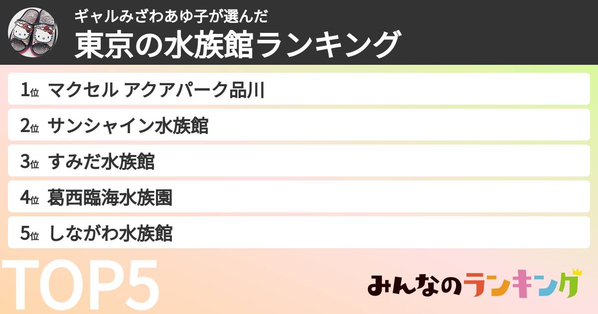ギャルみざわあゆ子さんの「東京の水族館ランキング」
