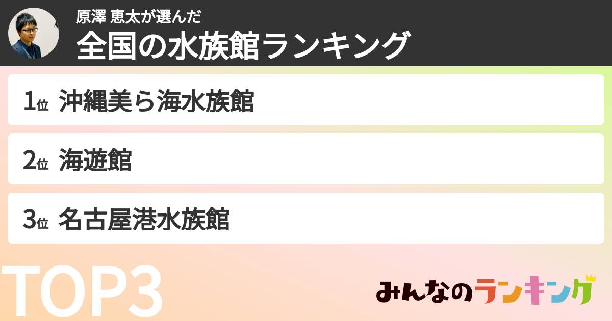 原澤 恵太さんの「全国の水族館ランキング」
