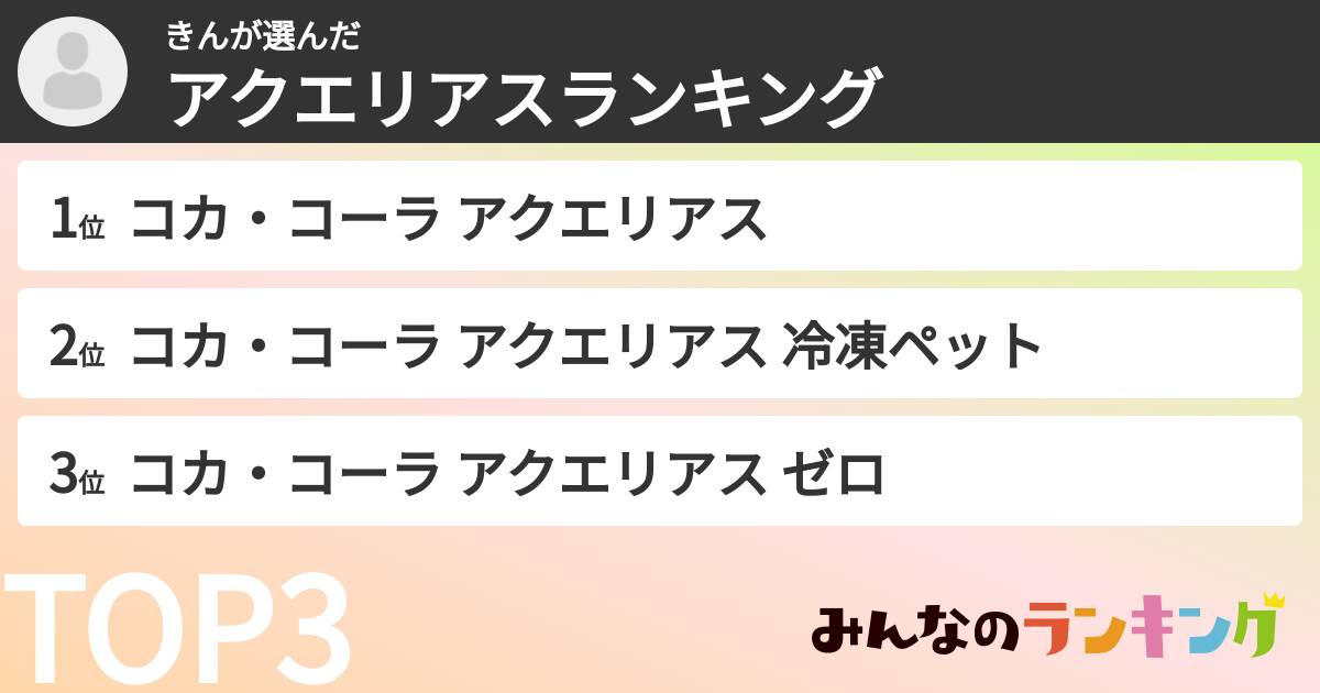 きんさんの「アクエリアスランキング」