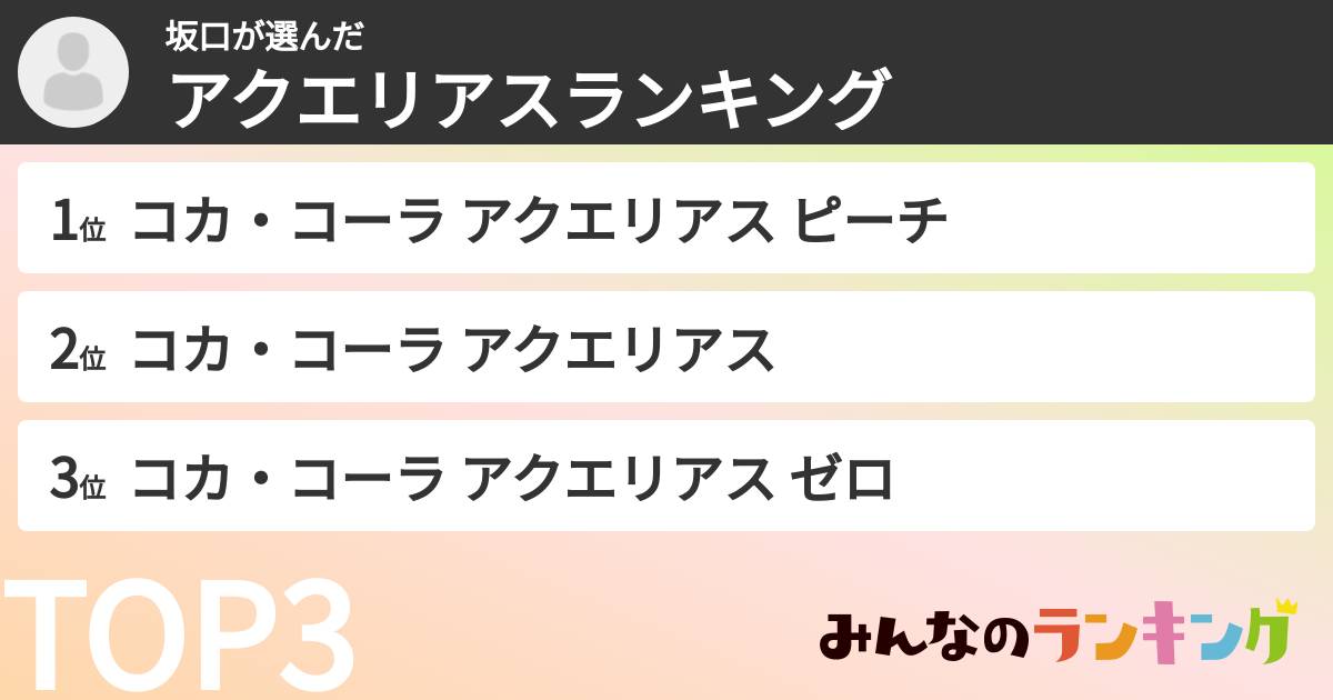 坂口さんの「アクエリアスランキング」