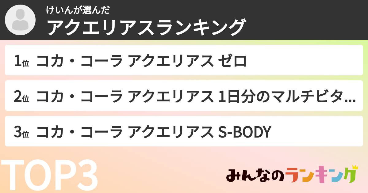 けいんさんの「アクエリアスランキング」