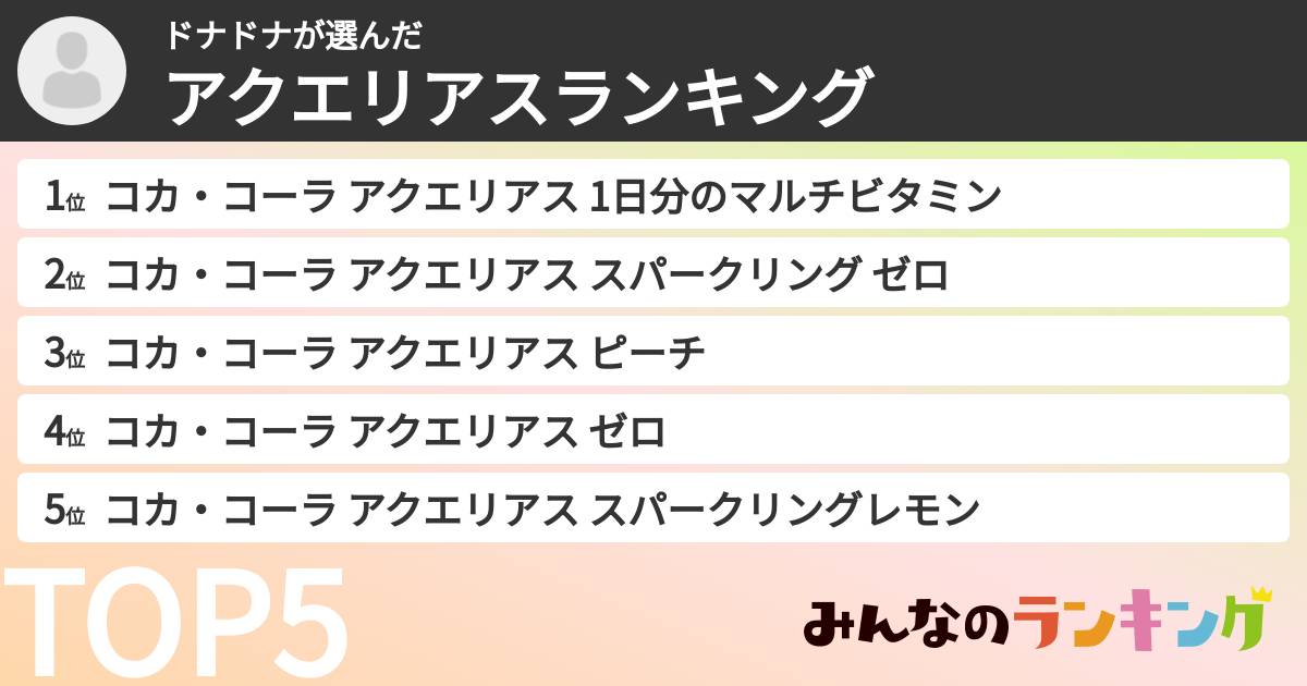 ドナドナさんの「アクエリアスランキング」