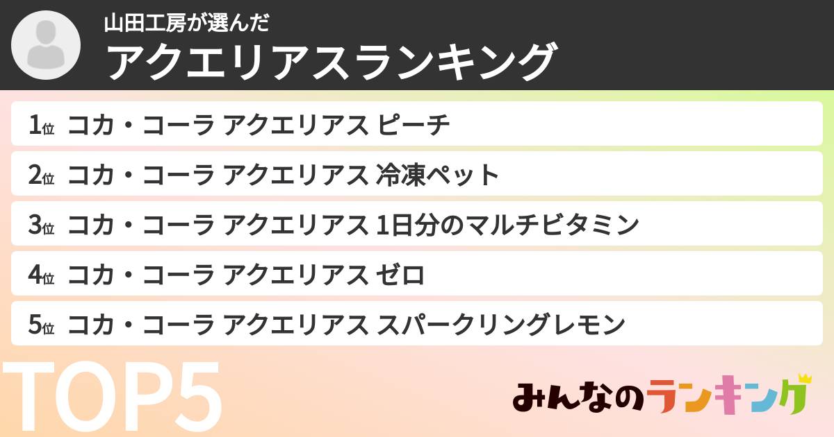 山田工房さんの「アクエリアスランキング」