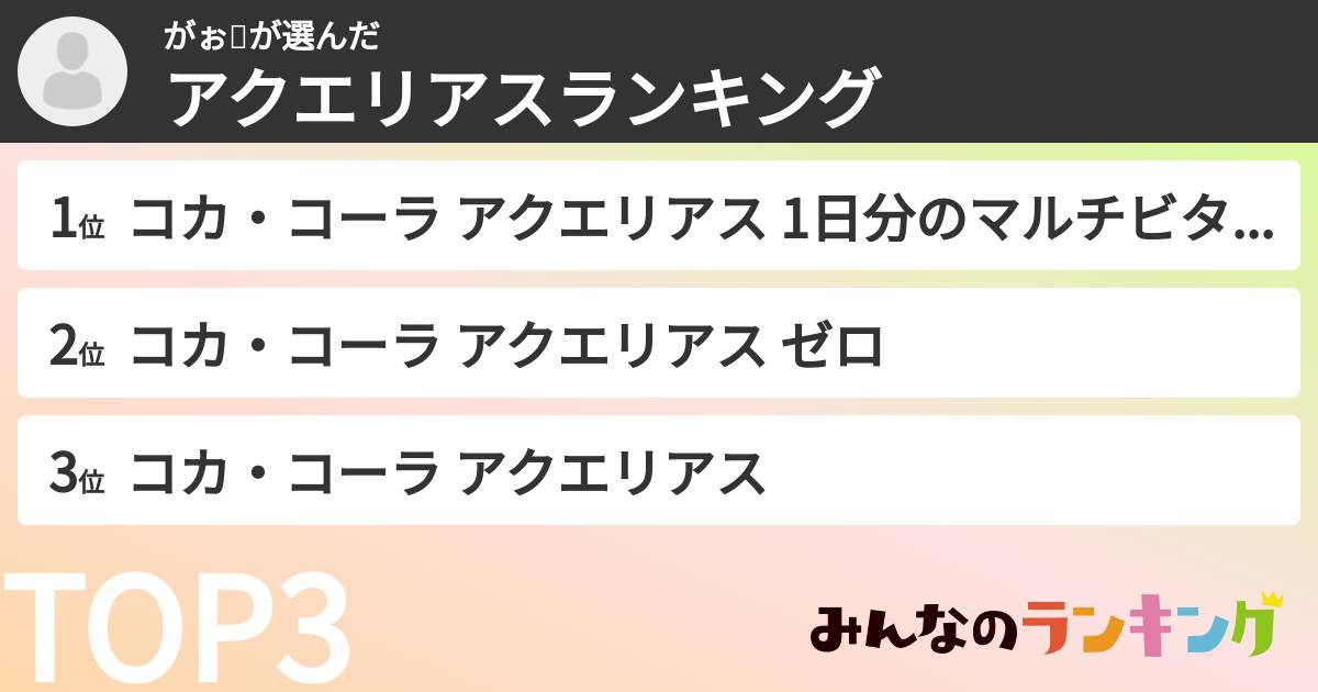 がぉ🦁さんの「アクエリアスランキング」