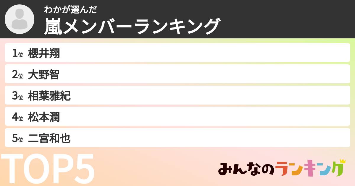 わかさんの「嵐メンバーランキング」