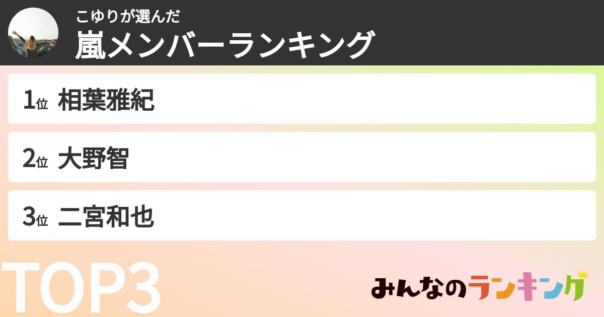 こゆりさんの「嵐メンバーランキング」