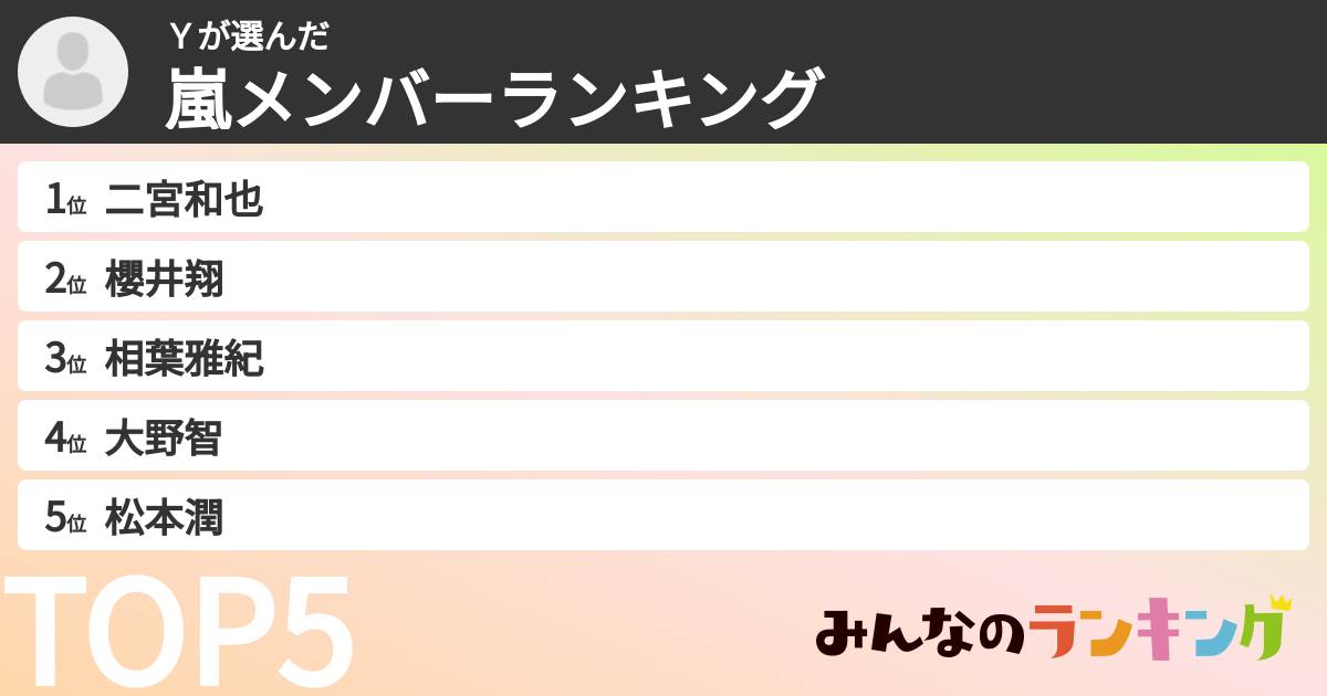 Ｙさんの「嵐メンバーランキング」
