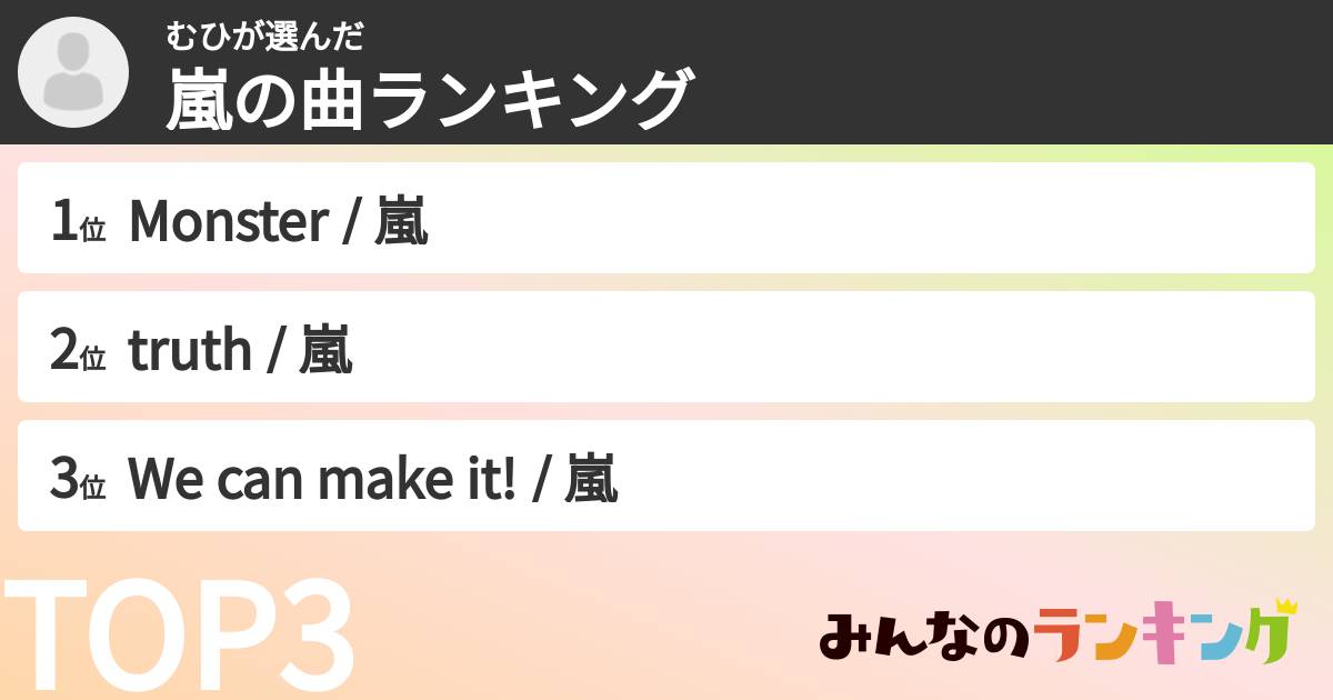 むひさんの「嵐の曲ランキング」